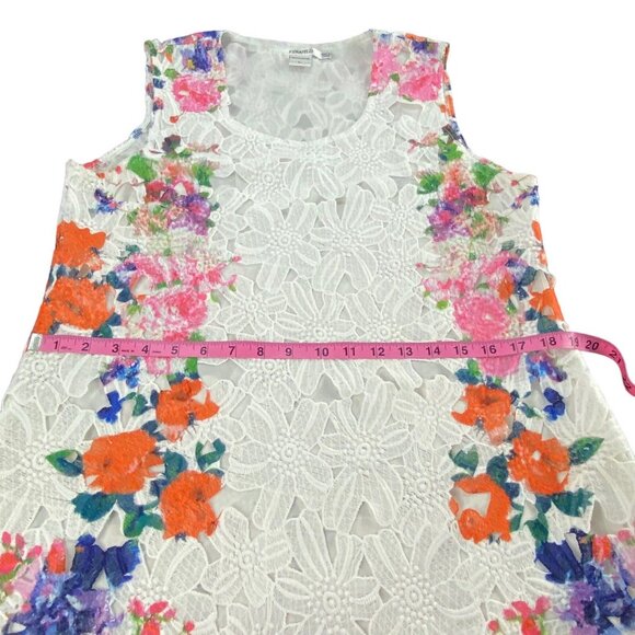 FERATELLI Women Lace Tunic Eyelet Sleeveless Knee Length Floral Sz L White 61-6 - Picture 12 of 15